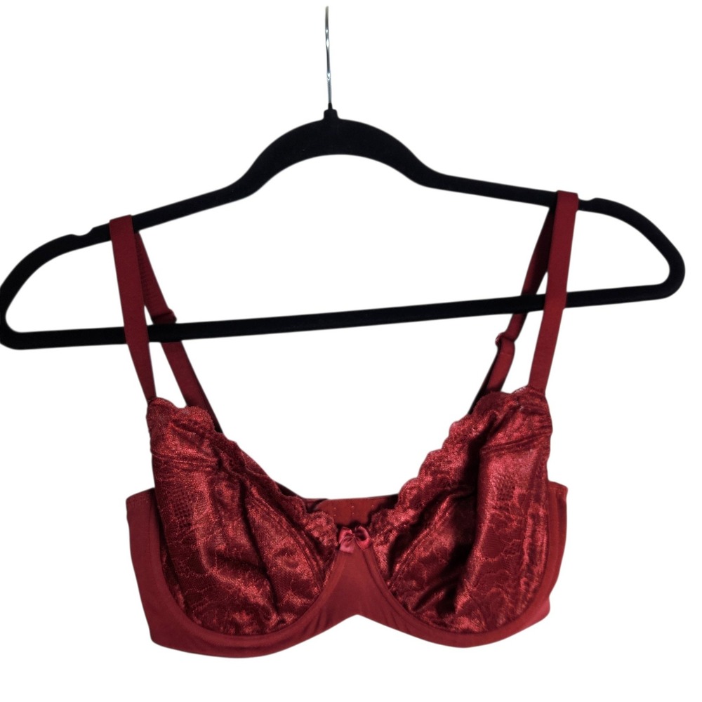 Understance Harper Lace Unlined Underwire Bra Dark Red 30DDD U00840090